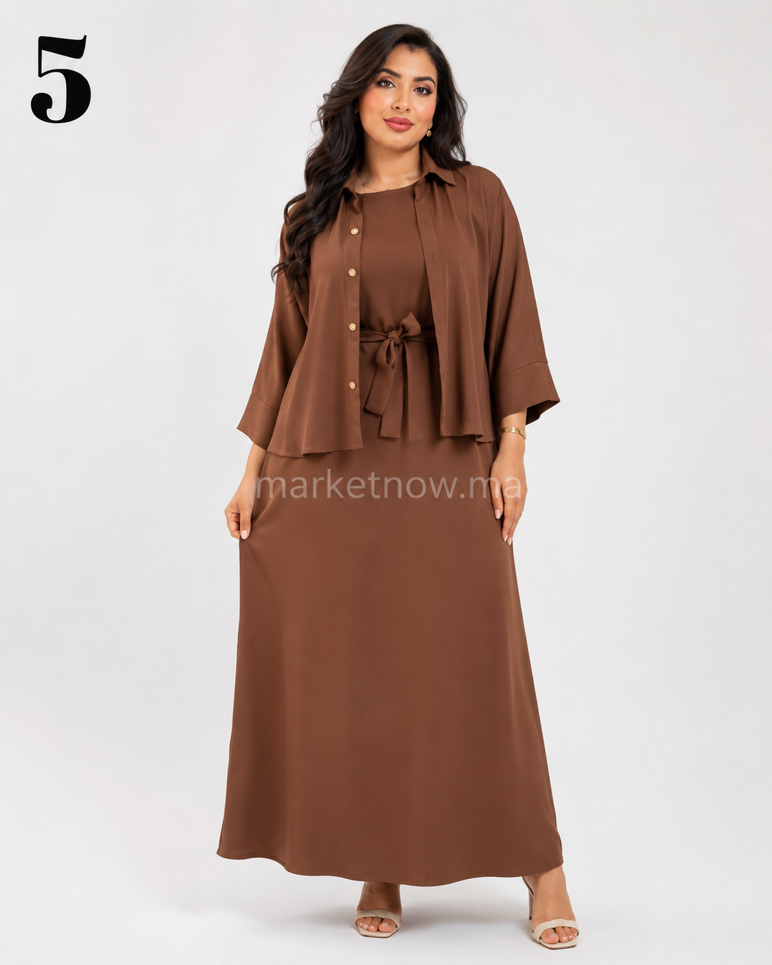 Ensemble Femme Top Zoom 2 Pièces – Robe Longue avec Surchemise Élégante