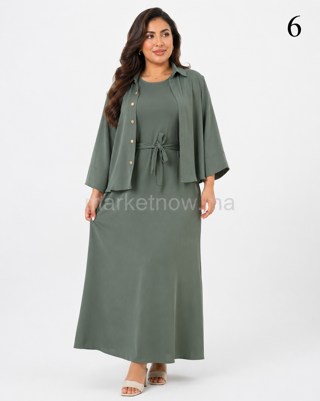Ensemble Femme Top Zoom 2 Pièces – Robe Longue avec Surchemise Élégante