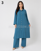 Ensemble Femme Long 2 Pièces en Tissu Zoom – Élégant et Confortable