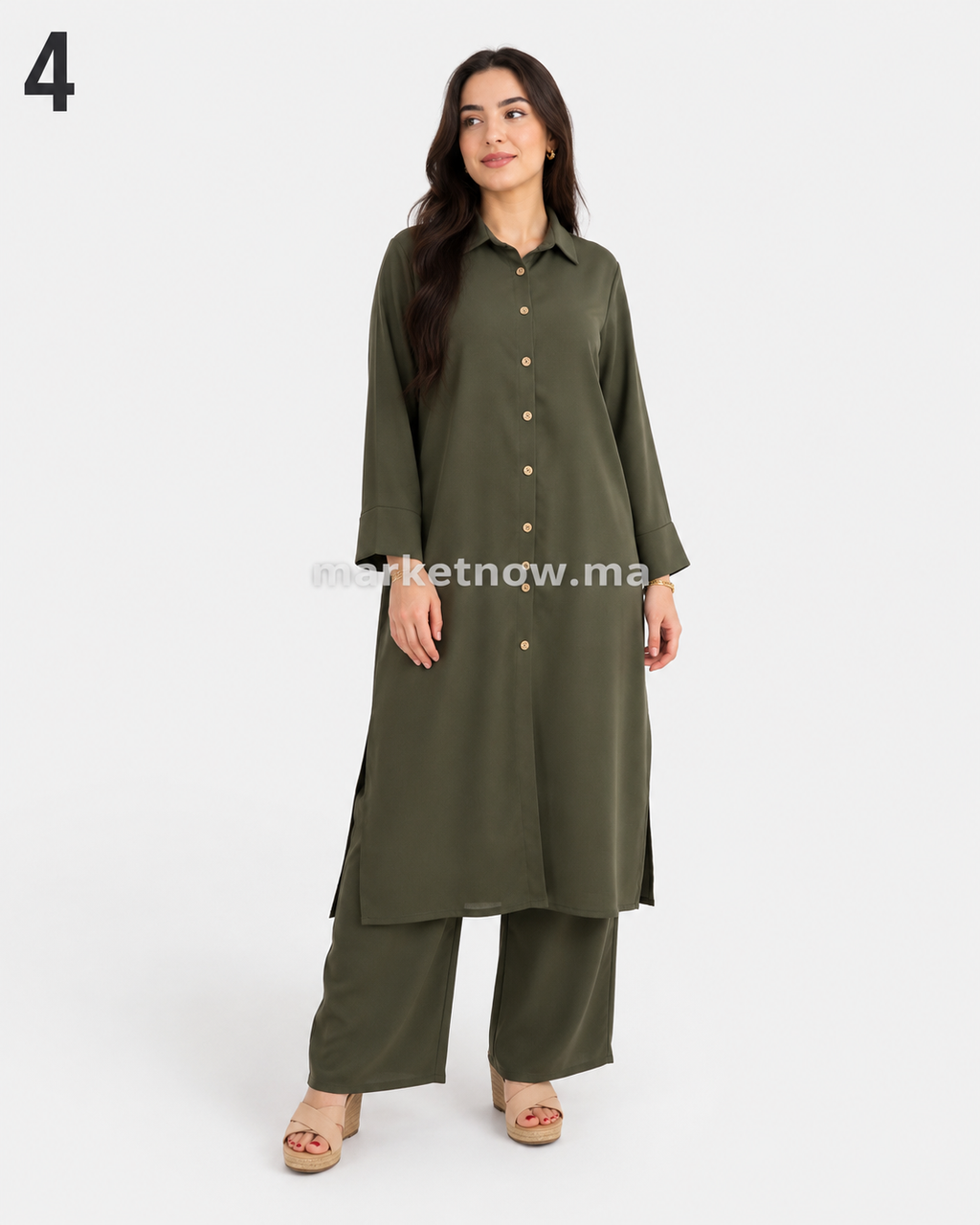 Ensemble Femme Long 2 Pièces en Tissu Zoom – Élégant et Confortable