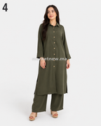 Ensemble Femme Long 2 Pièces en Tissu Zoom – Élégant et Confortable