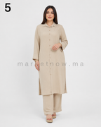 Ensemble Femme Long 2 Pièces en Tissu Zoom – Élégant et Confortable