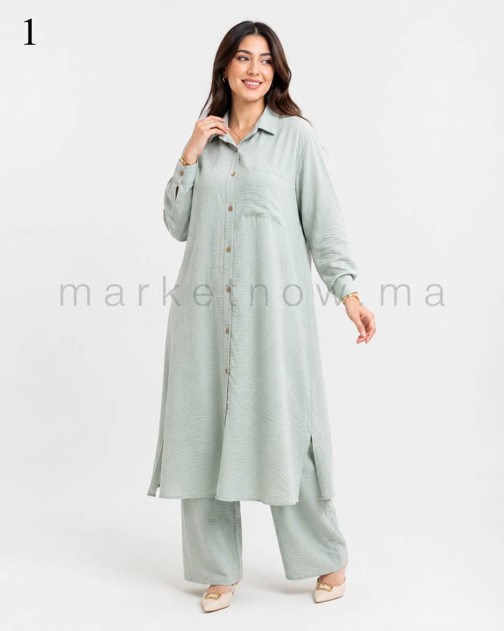 Nouvel ensemble femme Loulane – Tunique longue et pantalon