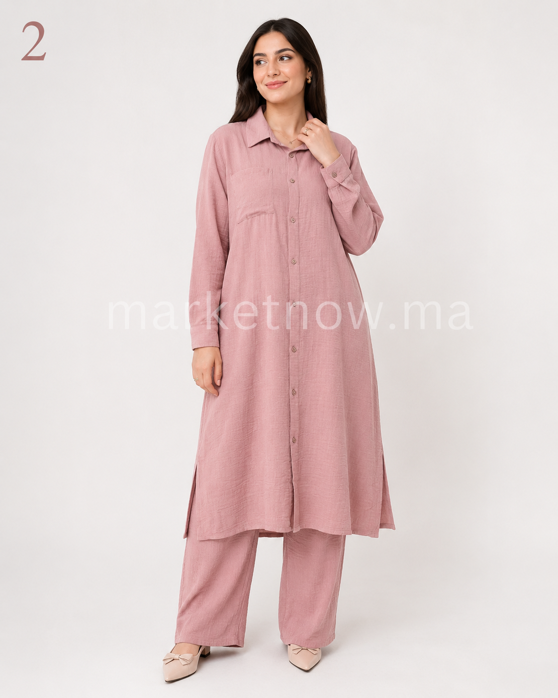 Nouvel ensemble femme Loulane – Tunique longue et pantalon