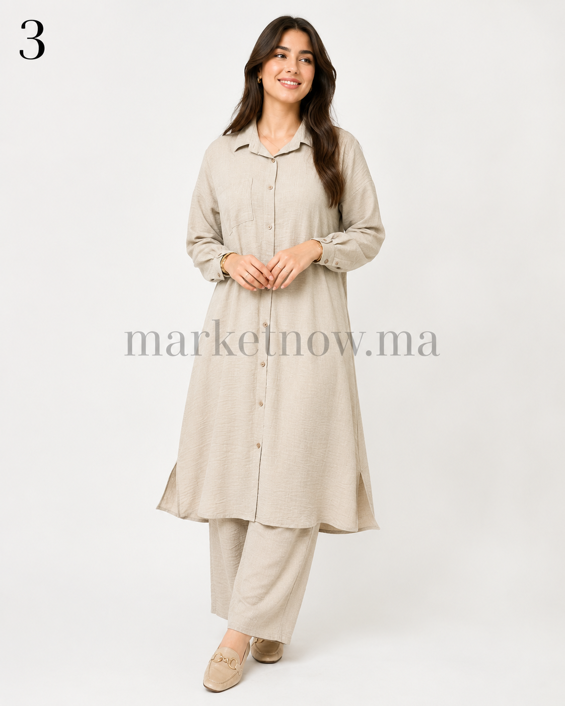 Nouvel ensemble femme Loulane – Tunique longue et pantalon