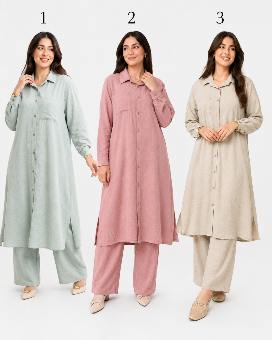 Nouvel ensemble femme Loulane – Tunique longue et pantalon