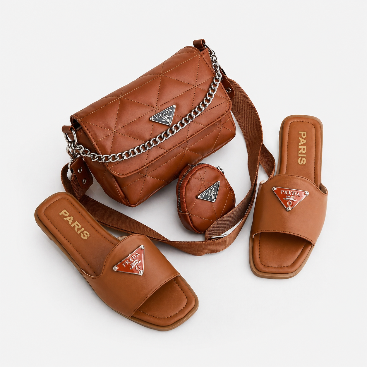 Ensemble Sac & Sandales Femme Caramel Chic – Pack Mode Tendance 2026 | Style Élégant & Confort – MarketNow Maroc