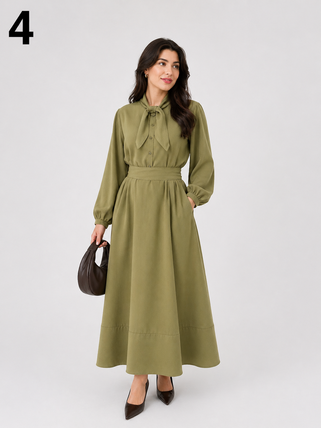 Robe Oversize Élégante avec Cravate & Ceinture – Coupe Moderne, Tissu Premium Rosa Cremage – S à 2XL