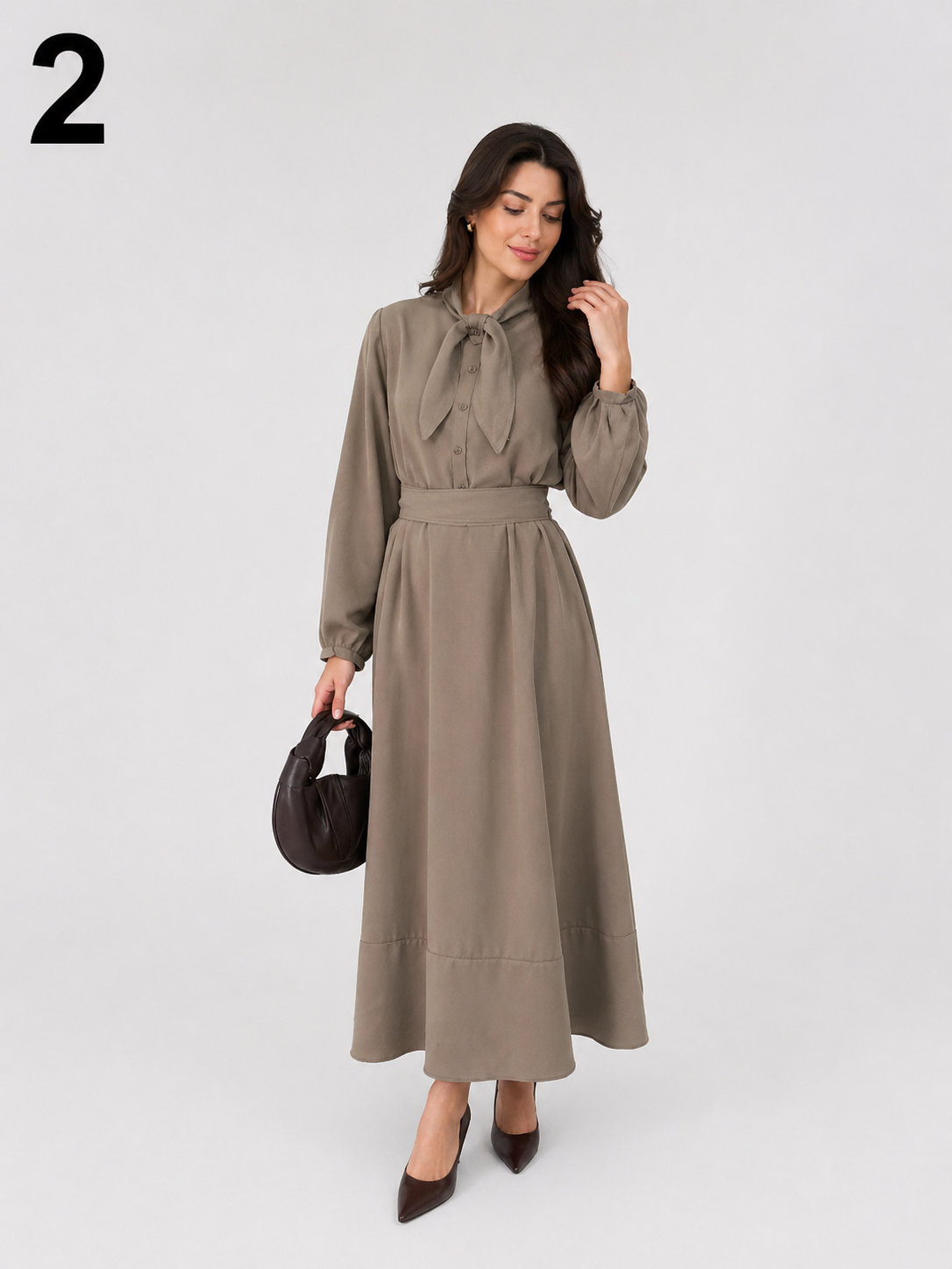 Robe Oversize Élégante avec Cravate & Ceinture – Coupe Moderne, Tissu Premium Rosa Cremage – S à 2XL