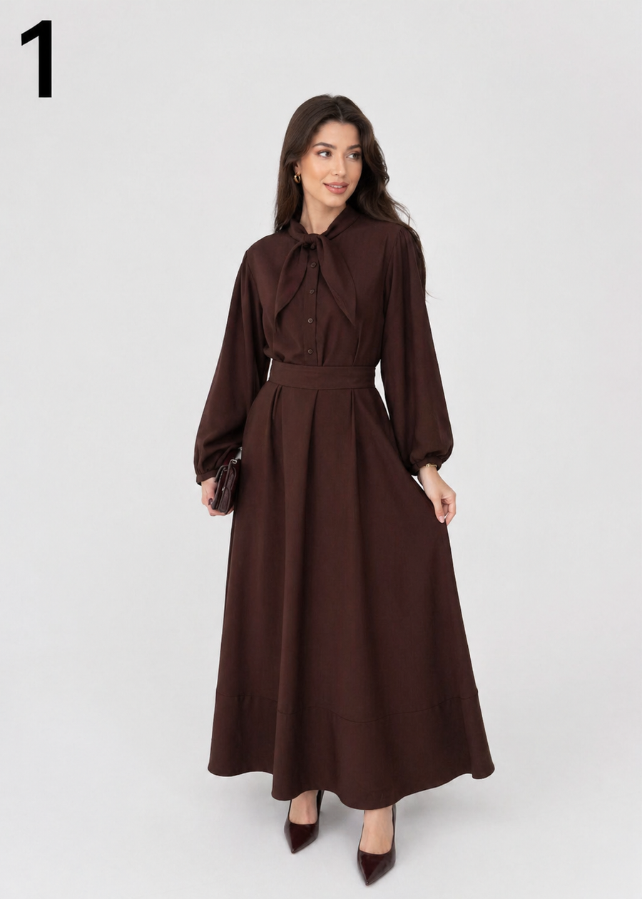 Robe Oversize Élégante avec Cravate & Ceinture – Coupe Moderne, Tissu Premium Rosa Cremage – S à 2XL