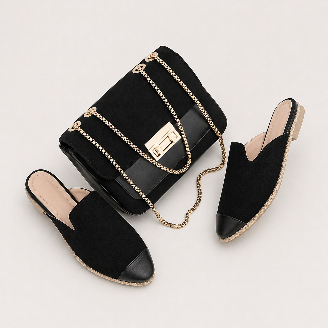 Ensemble Sac & Mule Femme Élégant – Chaussures Slip-On Confort + Sac Chic – Couleur Tendance – Tailles 36/37/38