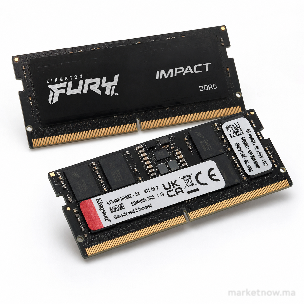 RAM Kingston FURY Impact 32Go DDR5 4800MHz CL38 SO-DIMM – KF548S38IBK2-32 pour PC Portable