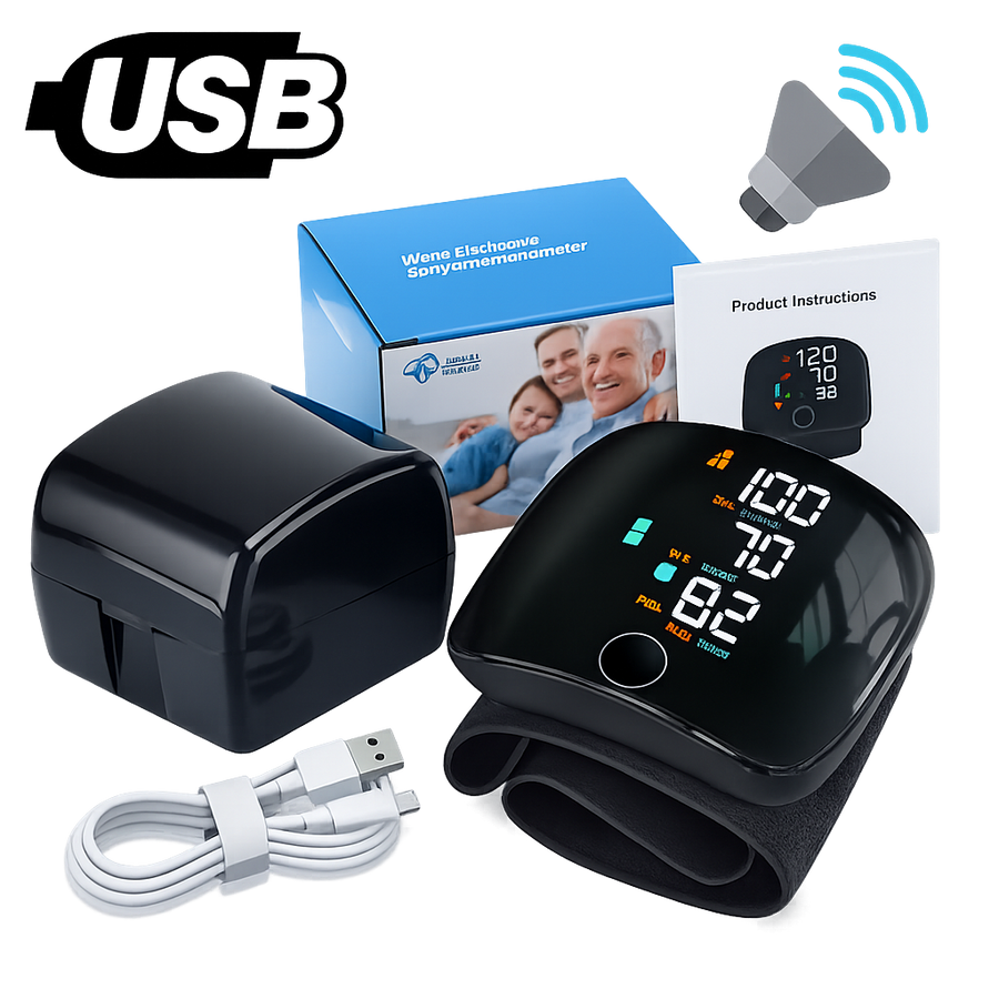 Tensiomètre de Poignet Rechargeable USB – Mesure Rapide & Écran Clair