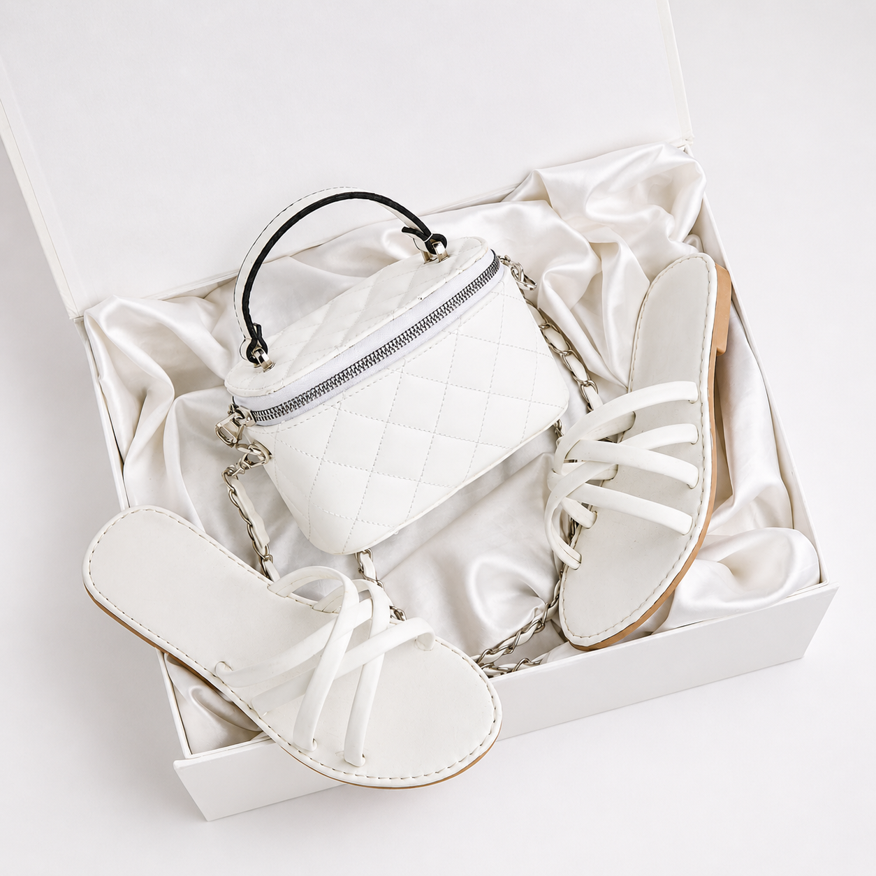 Pack sac matelassé + sandales femme | Ensemble chic été