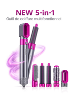Brosse Soufflante 5 en 1 Professionnelle – Sèche-cheveux & Styler Air Ionique Anti-Frisottis | Lisseur, Boucleur & Volume – Salon à Domicile