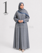 Abaya Femme Simple Élégante avec Châle en Dentelle – Tissu Crêpe Froissé | Tailles XL, XXL, 3XL
