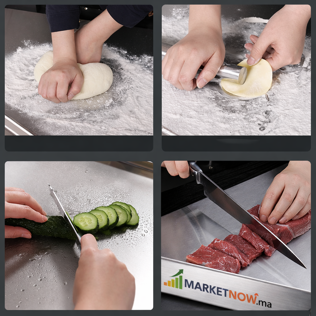 Planche de Découpe INOX 50×35 cm — Hygiène Pro, Zéro Odeur, Zéro Compromis