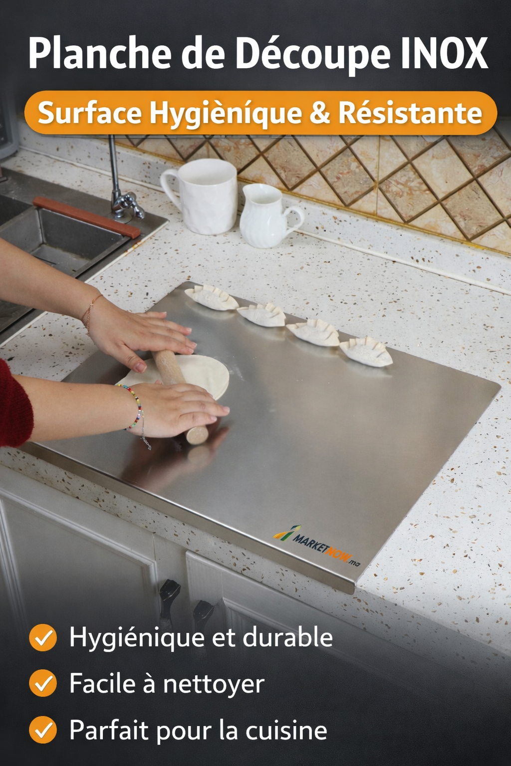 Planche de Découpe INOX 50×35 cm — Hygiène Pro, Zéro Odeur, Zéro Compromis