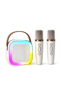 🎤 Enceinte Karaoke Bluetooth avec 2 Micros Sans Fil – Système Audio Portable LED RGB | Microphone Professionnel Anti-Bruit | Idéal Gaming, Live & Fêtes Maroc
