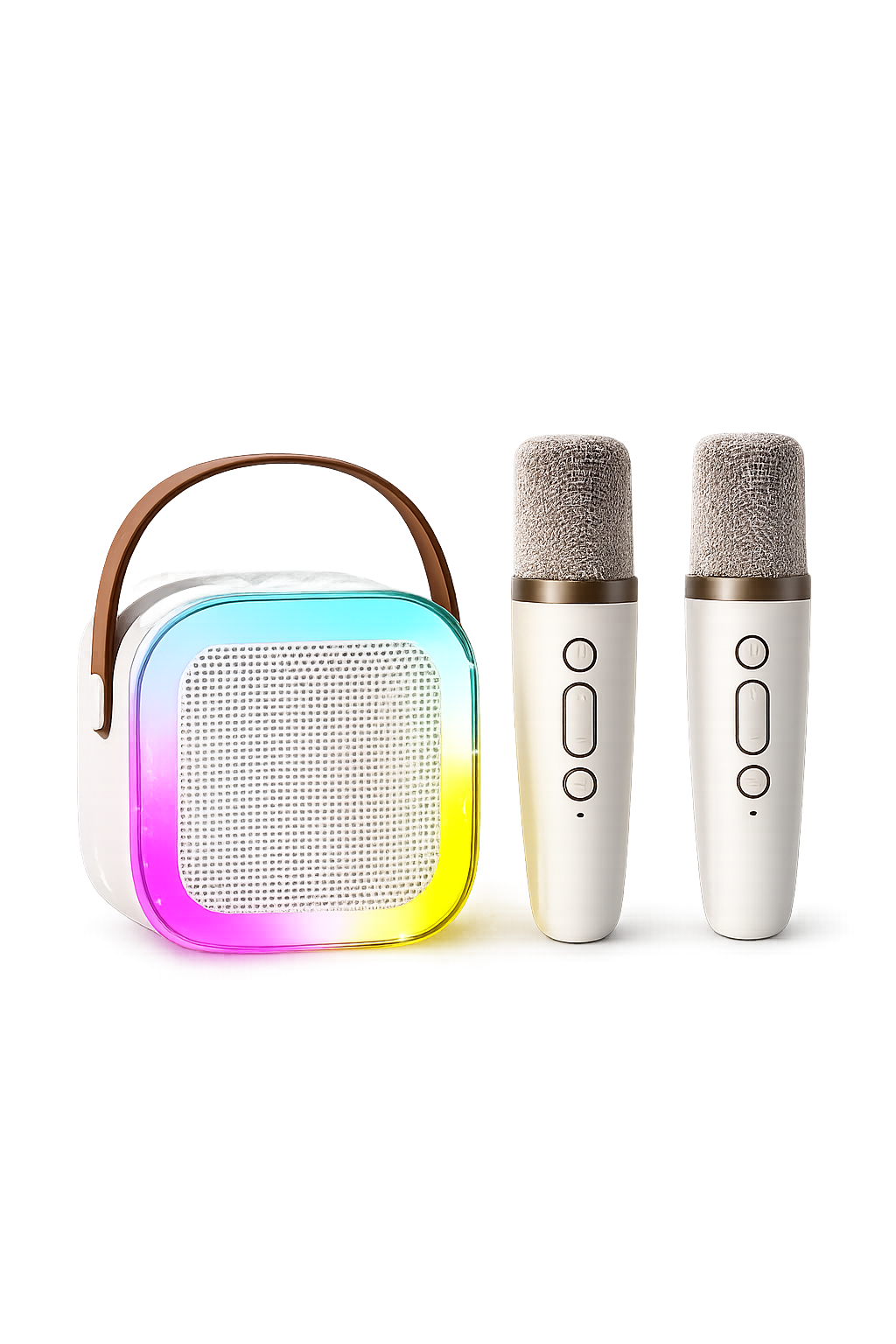 🎤 Enceinte Karaoke Bluetooth avec 2 Micros Sans Fil – Système Audio Portable LED RGB | Microphone Professionnel Anti-Bruit | Idéal Gaming, Live & Fêtes Maroc