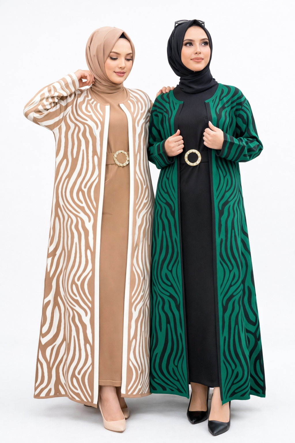 Ensemble Femme Élégant 2 Pièces – Cardigan Long + Robe | Qualité Turque Premium 🇹🇷 | Mode Modeste Chic Maroc