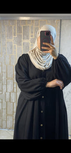 Abaya longue à manches amples et détails boutonnés — Noir