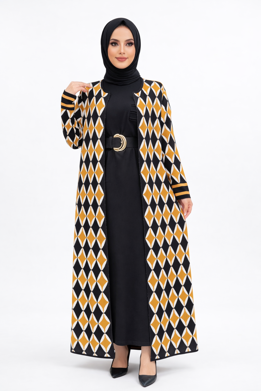 Ensemble Femme Élégant 2 Pièces – Cardigan Long + Robe | Qualité Turque Premium 🇹🇷 | Mode Modeste Chic Maroc