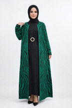 Ensemble Femme Élégant 2 Pièces – Cardigan Long + Robe | Qualité Turque Premium 🇹🇷 | Mode Modeste Chic Maroc