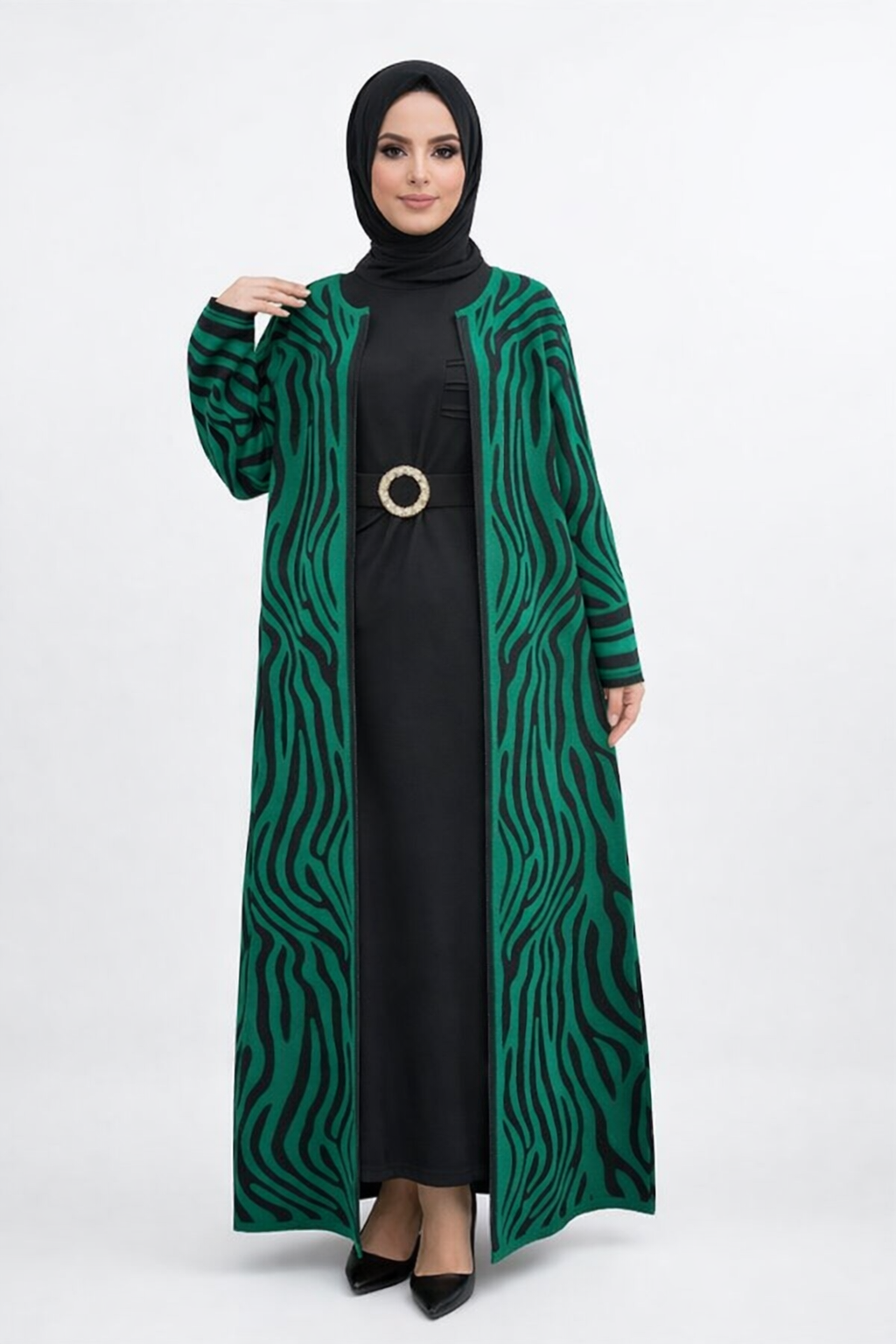 Ensemble Femme Élégant 2 Pièces – Cardigan Long + Robe | Qualité Turque Premium 🇹🇷 | Mode Modeste Chic Maroc
