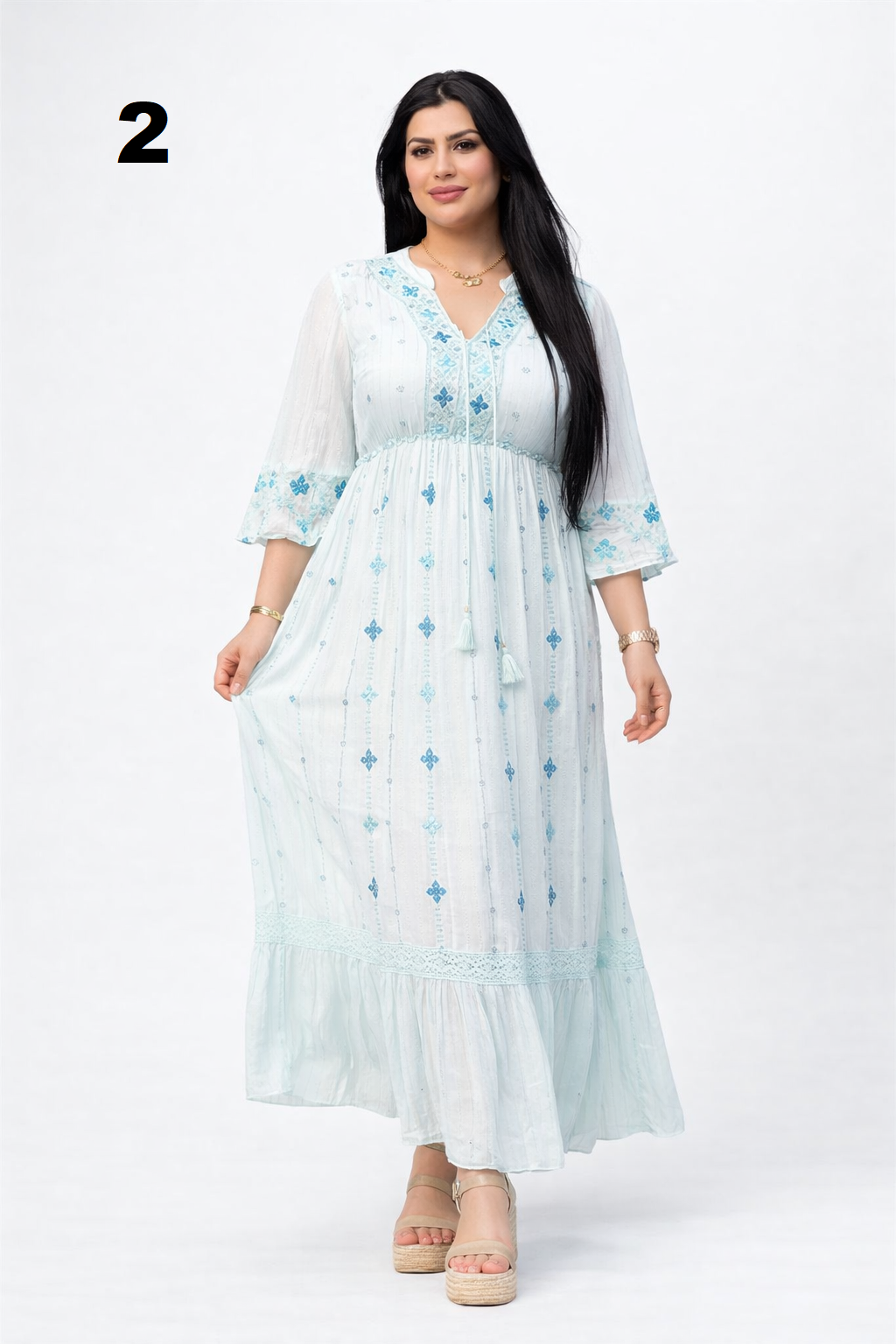 Robe Longue Femme Été 2026 – Djellaba Moderne Brodée | Tissu Léger Premium | Taille L à 3XL | Mode Marocaine Élégante