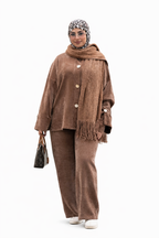 Ensemble Femme 3 Pièces en Tissu Laine Léger – Tenue Hiver Chic avec Gants | Qualité Premium