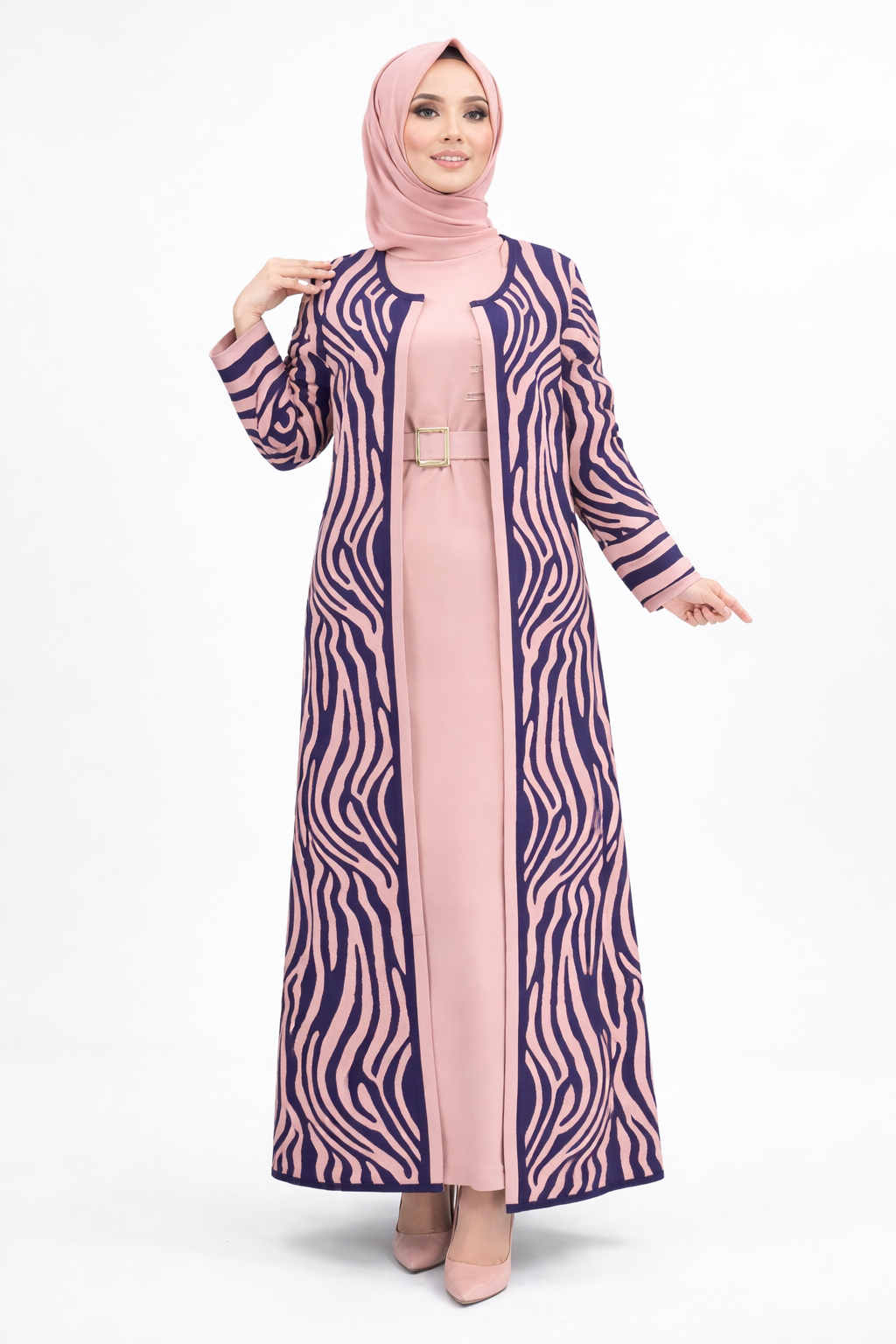 Ensemble Femme Élégant 2 Pièces – Cardigan Long + Robe | Qualité Turque Premium 🇹🇷 | Mode Modeste Chic Maroc