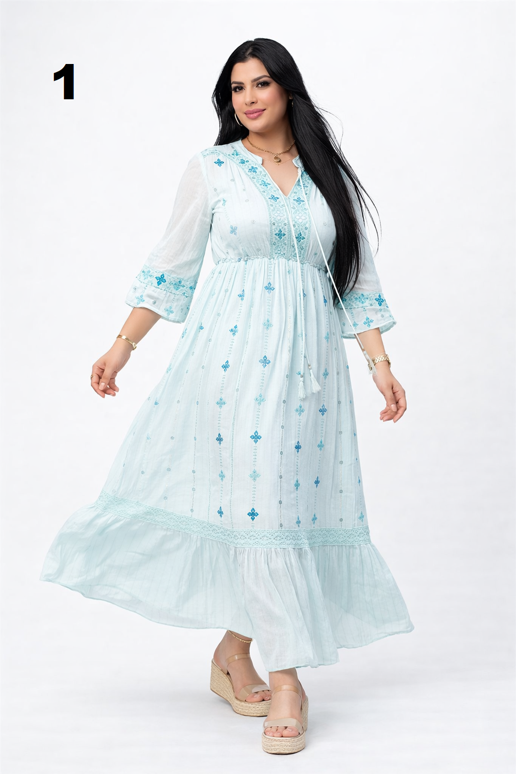 Robe Longue Femme Été 2026 – Djellaba Moderne Brodée | Tissu Léger Premium | Taille L à 3XL | Mode Marocaine Élégante