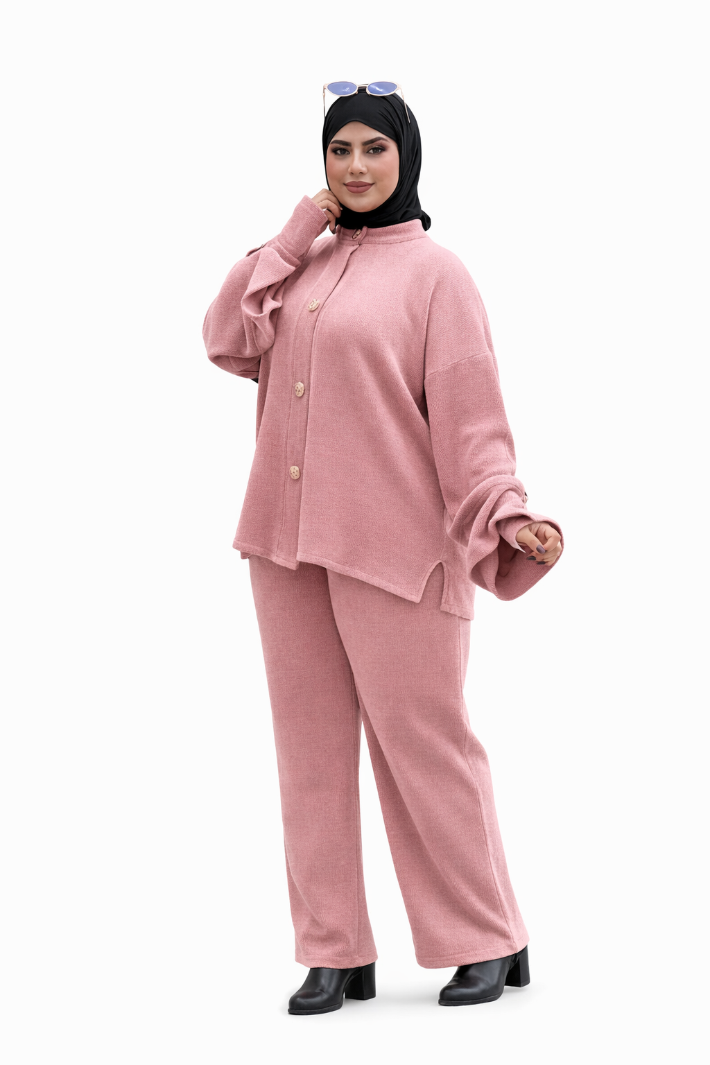 Ensemble Femme 3 Pièces en Tissu Laine Léger – Tenue Hiver Chic avec Gants | Qualité Premium