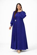 Robe Longue Femme Élégante avec Broche – Caftan Moderne Chic | Grande Taille L à 3XL