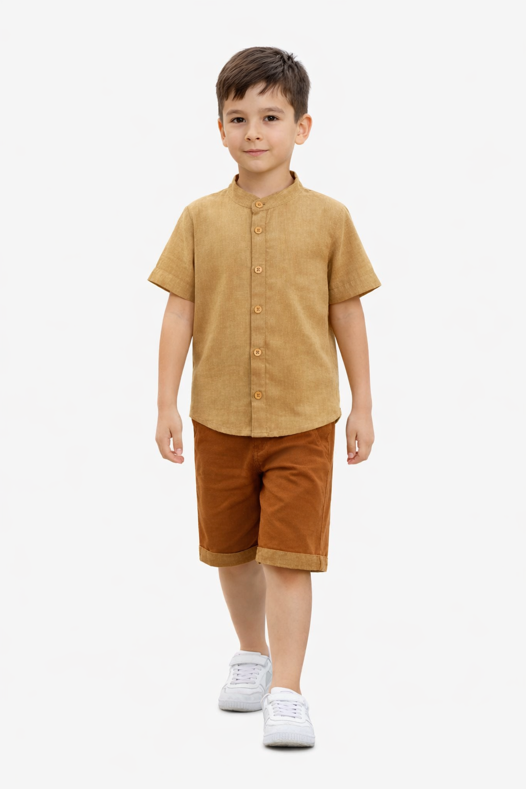 Ensemble Garçon Été 2 Pièces – Chemise Lin Premium + Short Confort | Tenue Enfant Élégante 6-14 Ans