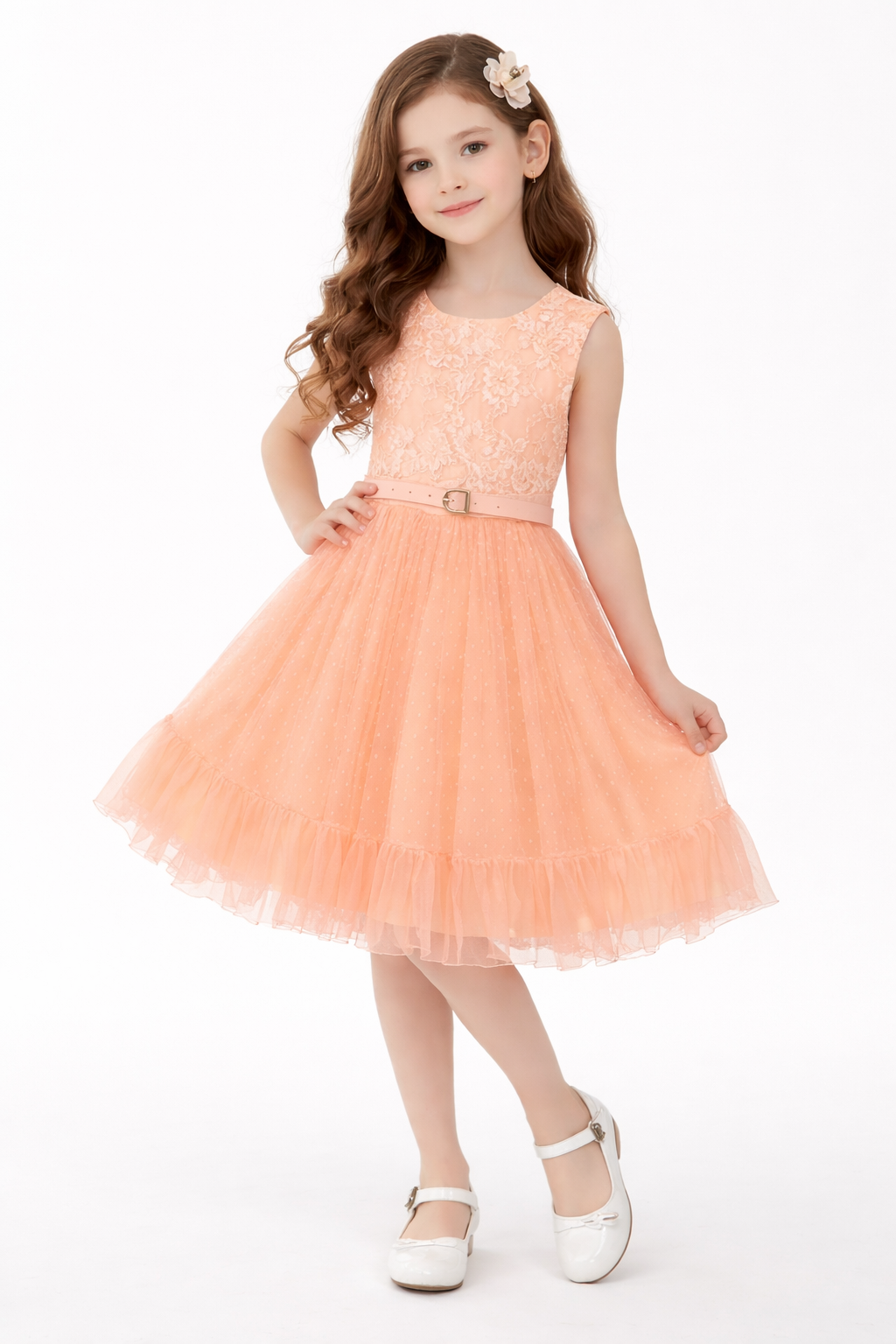 Robe Fille Élégante Tulle & Dentelle – Robe Cérémonie Fille Chic – Robe Soirée Enfant Luxe Maroc (Tailles 8 à 18)
