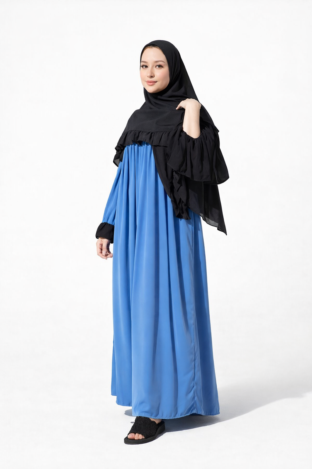 Abaya Élégante 2 Pièces Femme – Robe Longue Premium Crêpe Rosa | Abaya Moderne Chic Maroc