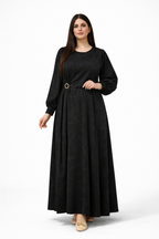 Robe Longue Femme Élégante avec Broche – Caftan Moderne Chic | Grande Taille L à 3XL