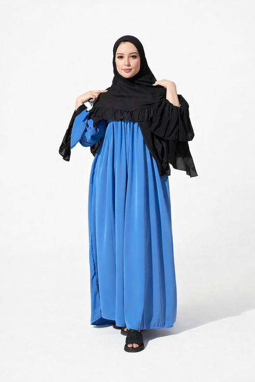 Abaya Élégante 2 Pièces Femme – Robe Longue Premium Crêpe Rosa | Abaya Moderne Chic Maroc