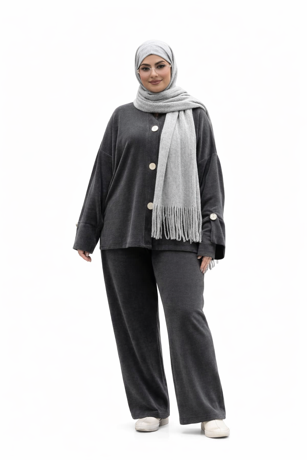 Ensemble Femme 3 Pièces en Tissu Laine Léger – Tenue Hiver Chic avec Gants | Qualité Premium