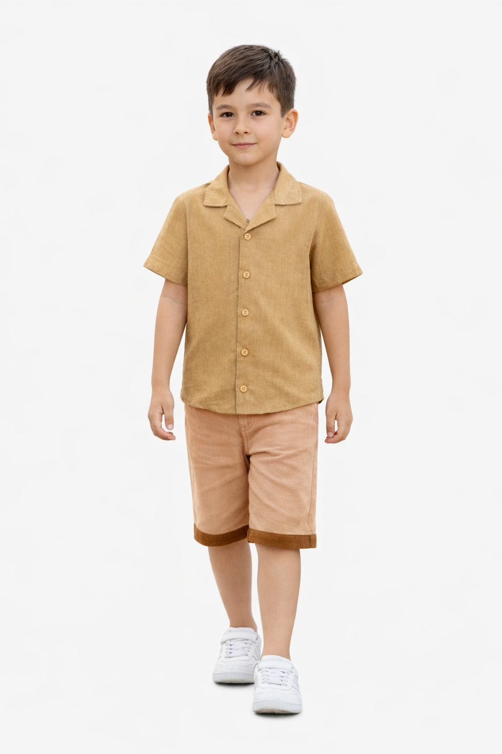 Ensemble Garçon Été 2 Pièces – Chemise Lin Premium + Short Confort | Tenue Enfant Élégante 6-14 Ans