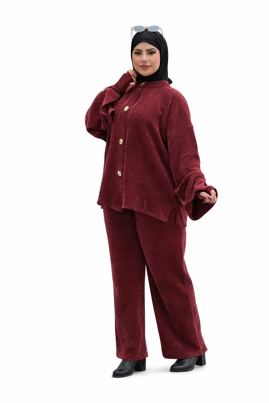 Ensemble Femme 3 Pièces en Tissu Laine Léger – Tenue Hiver Chic avec Gants | Qualité Premium
