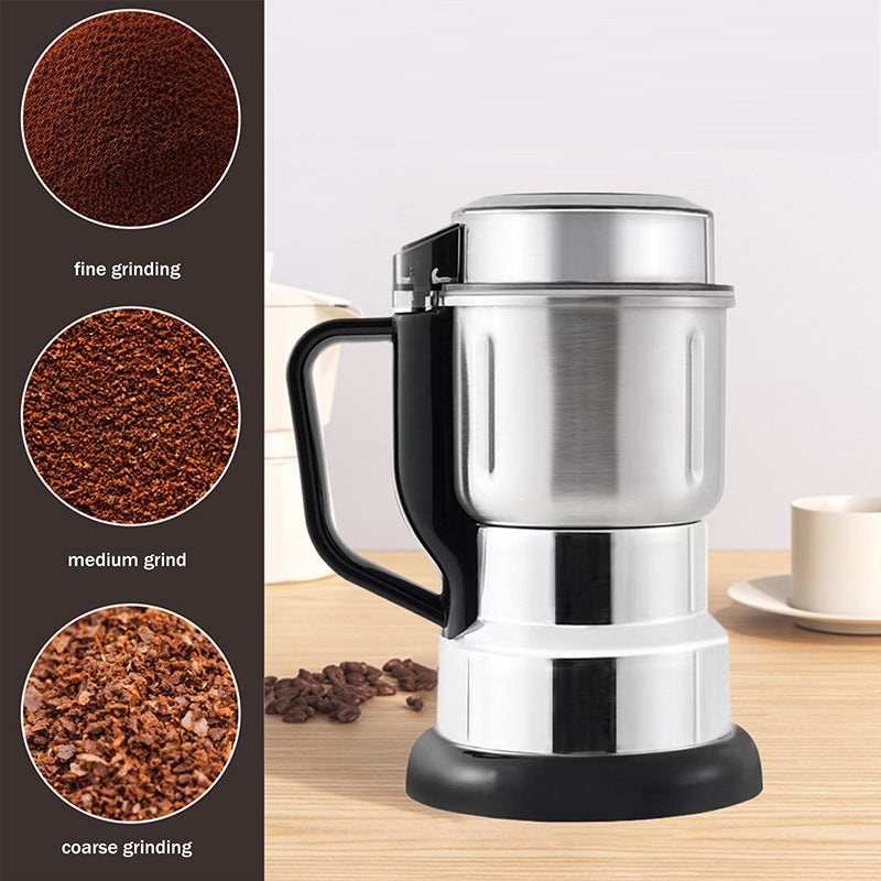 Moulin à Café Électrique Inox Puissant 300W – Broyeur Multifonction Grains, Épices & Herbes – Ultra Rapide & Silencieux