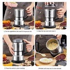 Moulin à Café Électrique Inox Puissant 300W – Broyeur Multifonction Grains, Épices & Herbes – Ultra Rapide & Silencieux