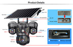 Caméra de Surveillance Extérieure 4G Triple Objectif PTZ | Vision Nocturne Couleur, Détection PIR, Audio Bidirectionnel, Rotation 360° | Sécurité Maison Intelligente Sans Fil