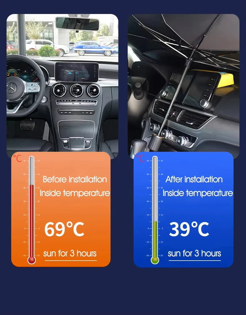 Pare-Soleil Voiture Pliable Anti-UV UPF50+ – Protection Chaleur Extrême & UV | Accessoire Auto Indispensable Maroc