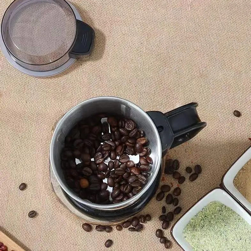 Moulin à Café Électrique Inox Puissant 300W – Broyeur Multifonction Grains, Épices & Herbes – Ultra Rapide & Silencieux