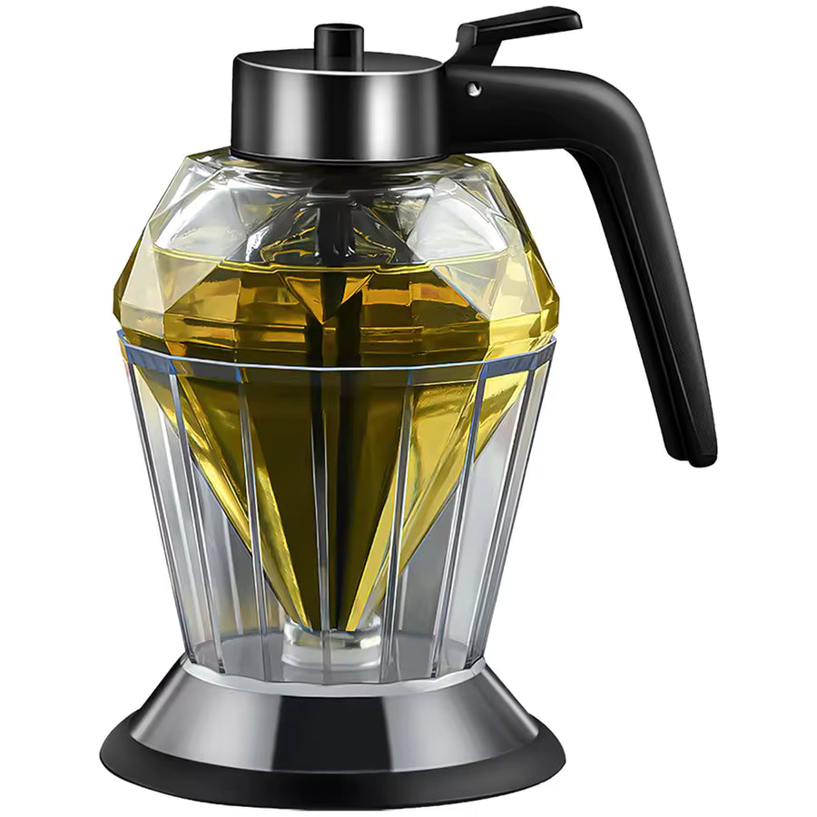 Distributeur de Miel en Verre Design Diamant 200ml avec Support – Doseur Anti-Goutte Multifonction pour Huile, Vinaigre et Sauce