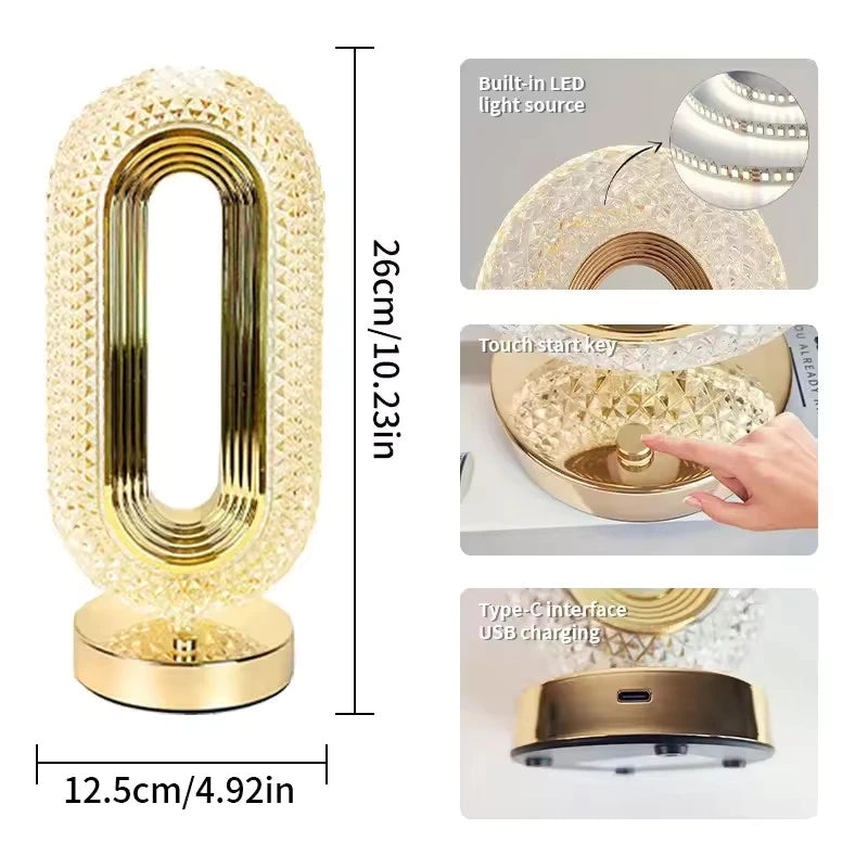Lampe LED Cristal Luxe Design Moderne – Veilleuse Décorative Élégante avec Lumière Chaude & Naturelle | Éclairage Premium Maison Maroc